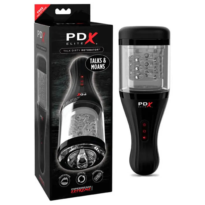 Pipedream Extreme Toyz Elite Talk Dirty Rotobator USB Rechargeable Powered Masturbator With Sound Effects Pipedream Main image
