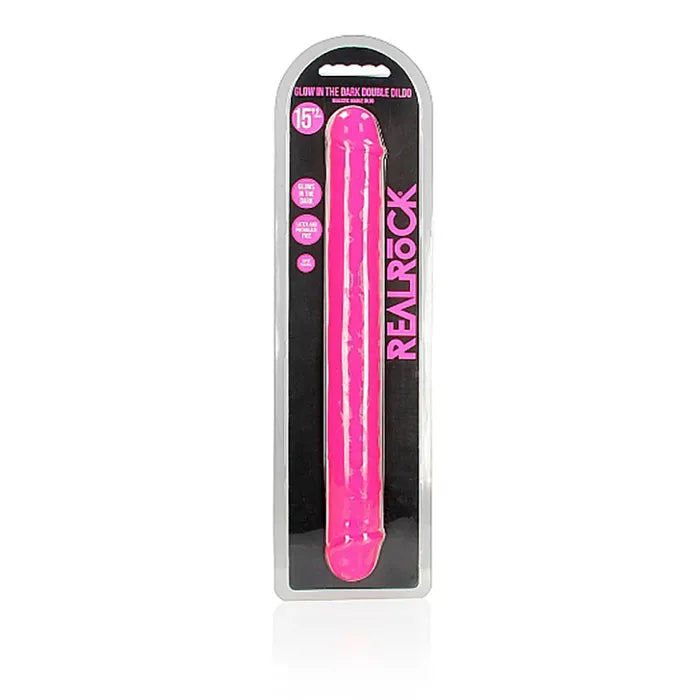 Shots Toys REALROCK Glow Double Dong 15 Inch Shots Toys