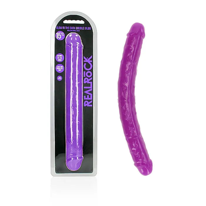 Shots Toys REALROCK Glow Double Dong 15 Inch Shots Toys
