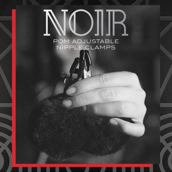 Blush Novelties Noir Pom Adjustable Furry Nipple Clamps Blush Novelties