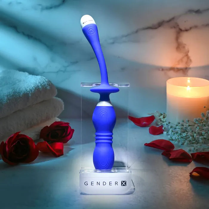 Gender X PLAY BALL USB Rechargeable Thrusting & Vibrating Orbs 25cm Blue Secondary image