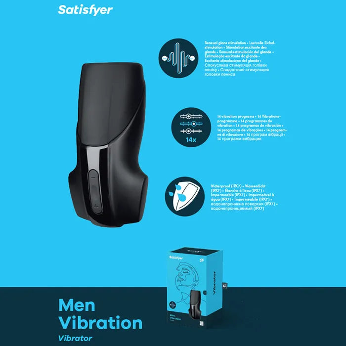 Satisfyer Men Vibration USB Rechargeable Masturbator Black Satisfyer Main image