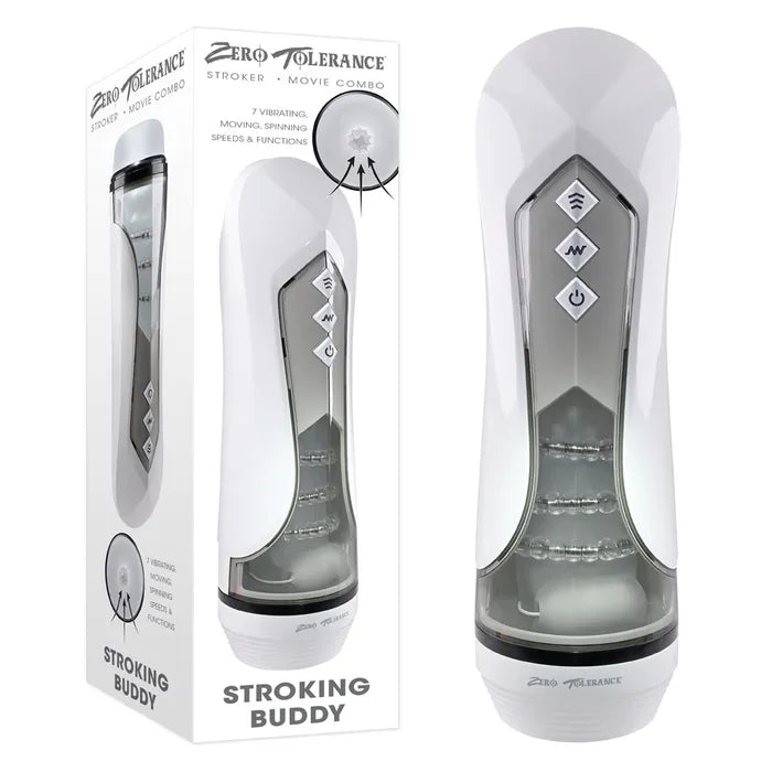 Zero Tolerance STROKING BUDDY USB Rechargeable Vibrating & Thrusting Stroker White Zero Tolerance Main image