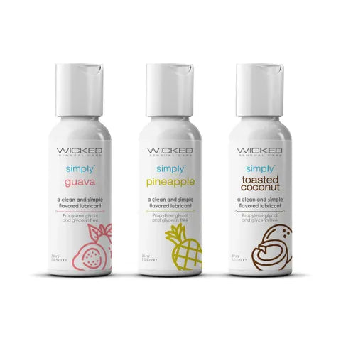 Wicked Simply Tropical Trio Flavoured Water Based Lubricants Set Of 3 x 30ml Bottles Wicked
