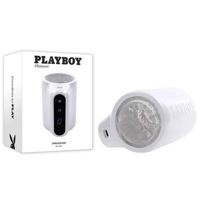 Playboy Pleasure SPIN DOCTOR USB Rechargeable Vibrating & Spinning Stroker White Playboy Pleasure Main image