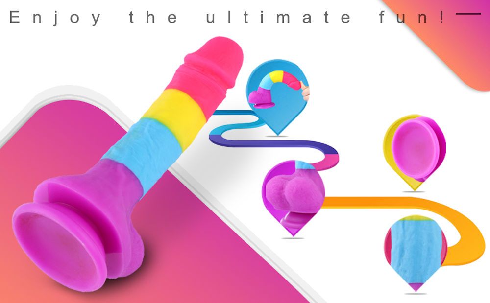 HiSmith Rainbow Silicone Fantasy Dildo 8.2 Inch HiSmith
