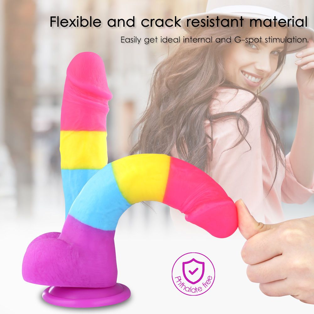HiSmith Rainbow Silicone Fantasy Dildo 8.2 Inch Secondary image
