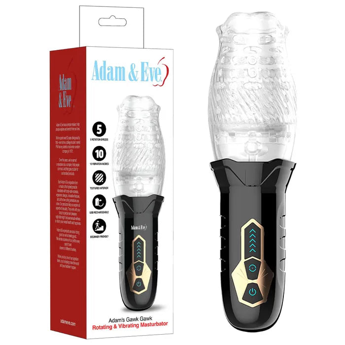 Adam & Eve Adam's Gawk Gawk USB Rechargeable Rotating Masturbator Clear Adam & Eve Main image