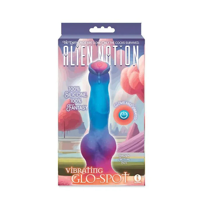 Icon Brands Alien Nation Glo Spot Glow In Dark USB Rechargeable Vibrating Fantasy Dong 21.6cm Secondary image