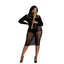 Moonlight Lingerie Long Sleeve Lace Dress Black Plus Size