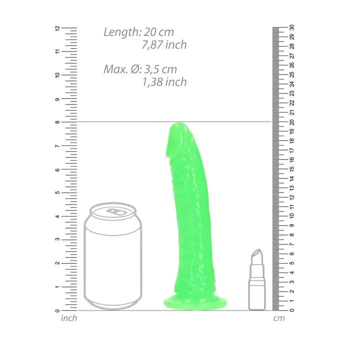 Shots Toys REALROCK Slim Glow In The Dark Neon Dong 7 Inch - LOVVA